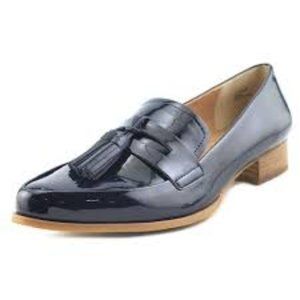 Tahari Pointed Toe Patent Leather Blue Loafer